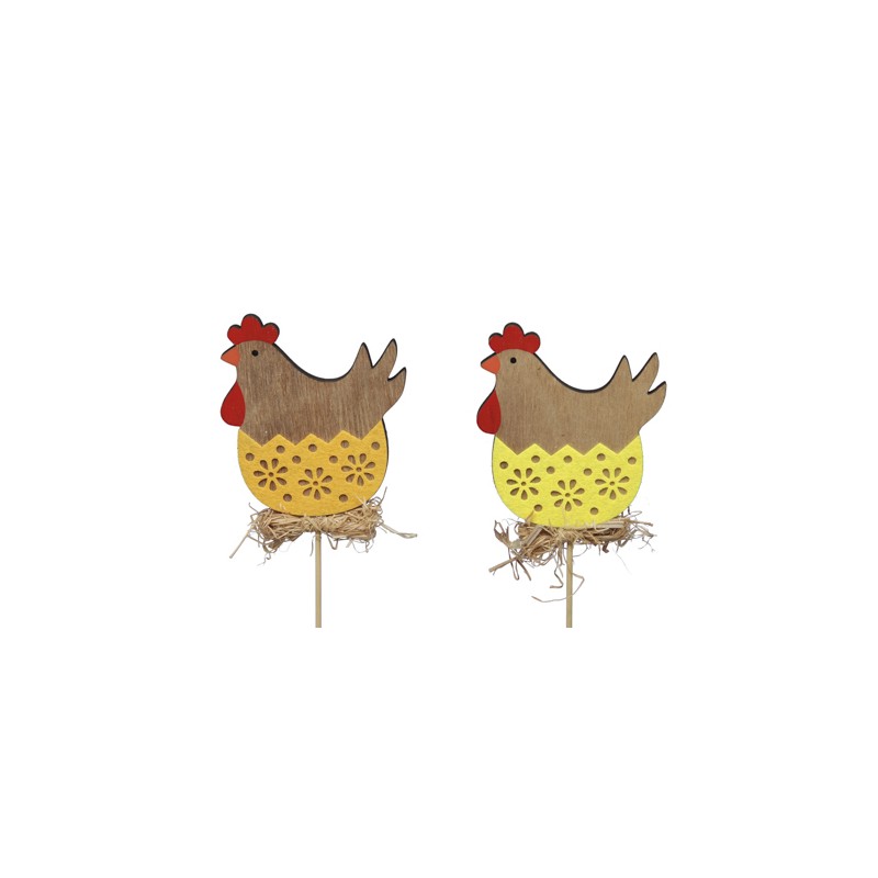 PIQUE POULE BOIS OEUF BRODE les 8P