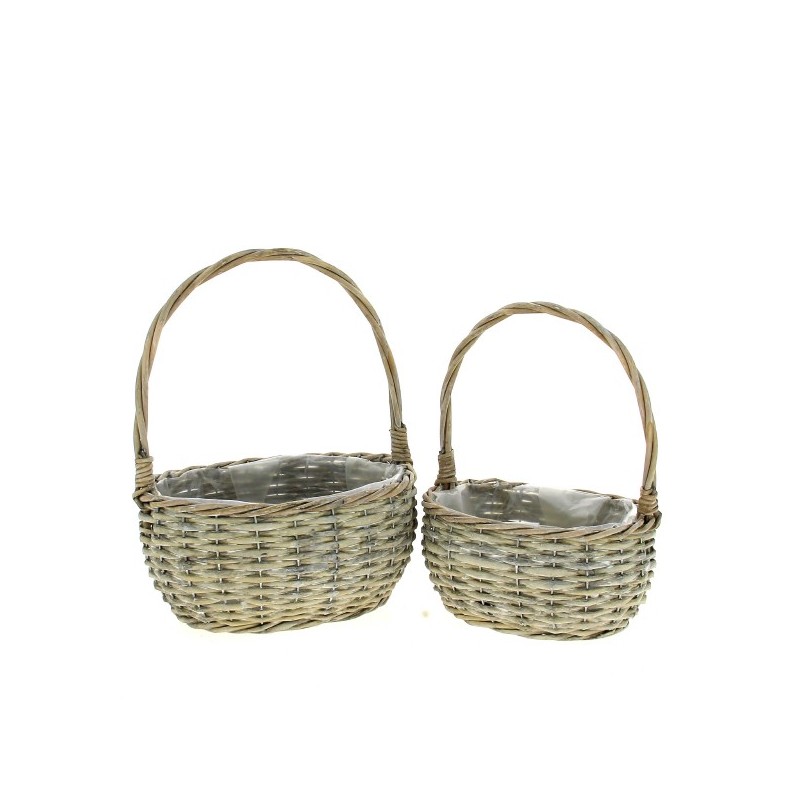 CORBEILLE OSIER GRIS OVAL SET 2P