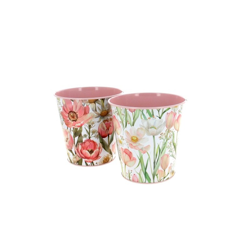 ZINC-POT FLEURS ROSE 015 H15CM les 12P