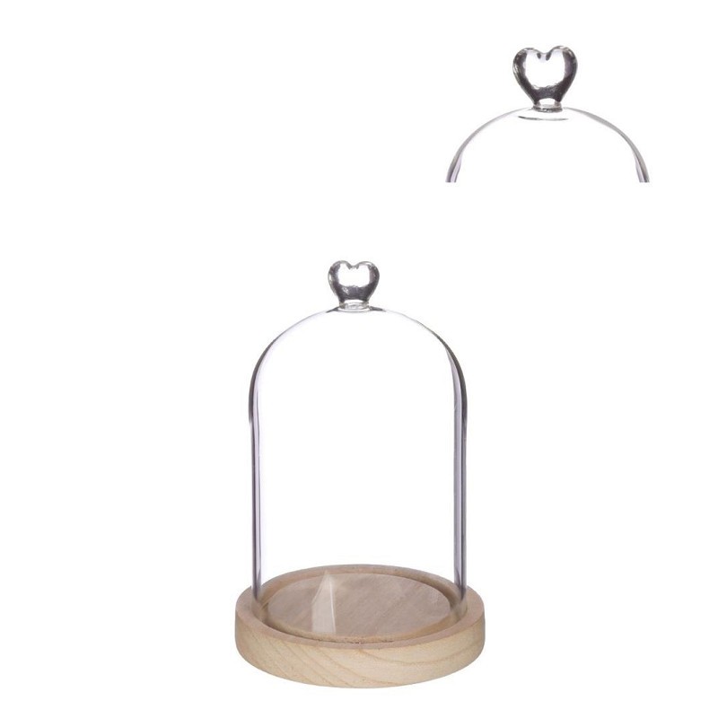 VERRE CLOCHE COEUR SUR BOIS 014 H24CM pièce
