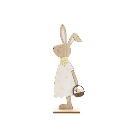 LAPIN BOIS ROBE JAUNE H40.5CM /6P