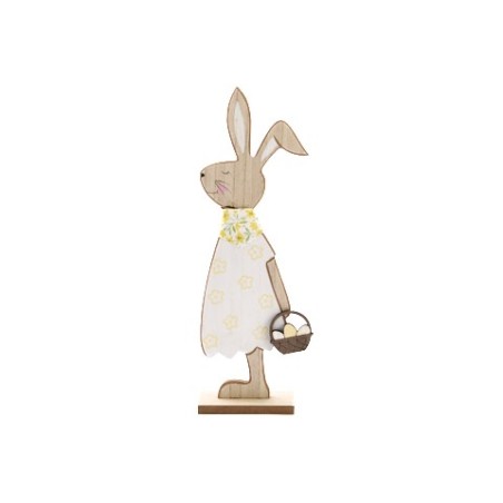 LAPIN BOIS ROBE JAUNE H30.5CM /6