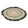 TAPIS RAPHIA ROND NATUREL/VERT O67CM