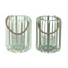 LANTERNE METAL VERT H28CM SET 2P