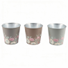 ZINC-C.POT FLEURS ASSORT GRIS/MARRON O13CM /15P