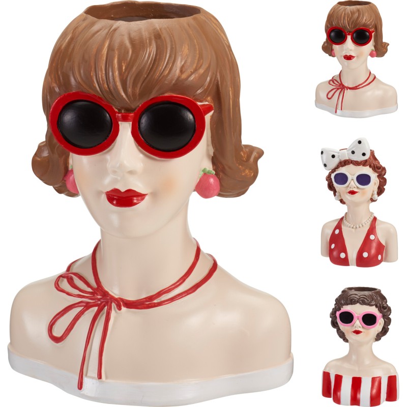 C.POT VISAGE LUNETTE H20CM les 3P