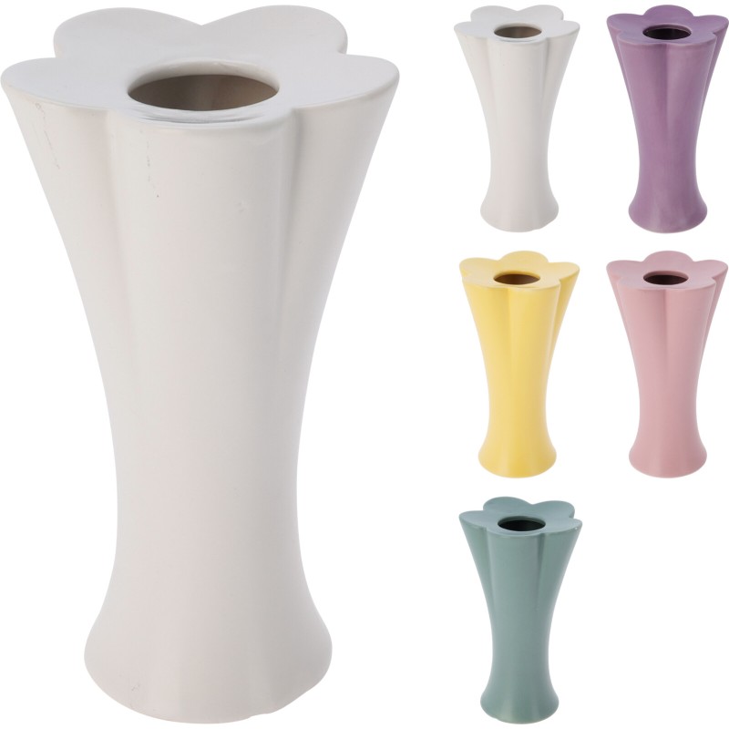 VASE FORME FLEUR H18CM ASSORT.les 5P