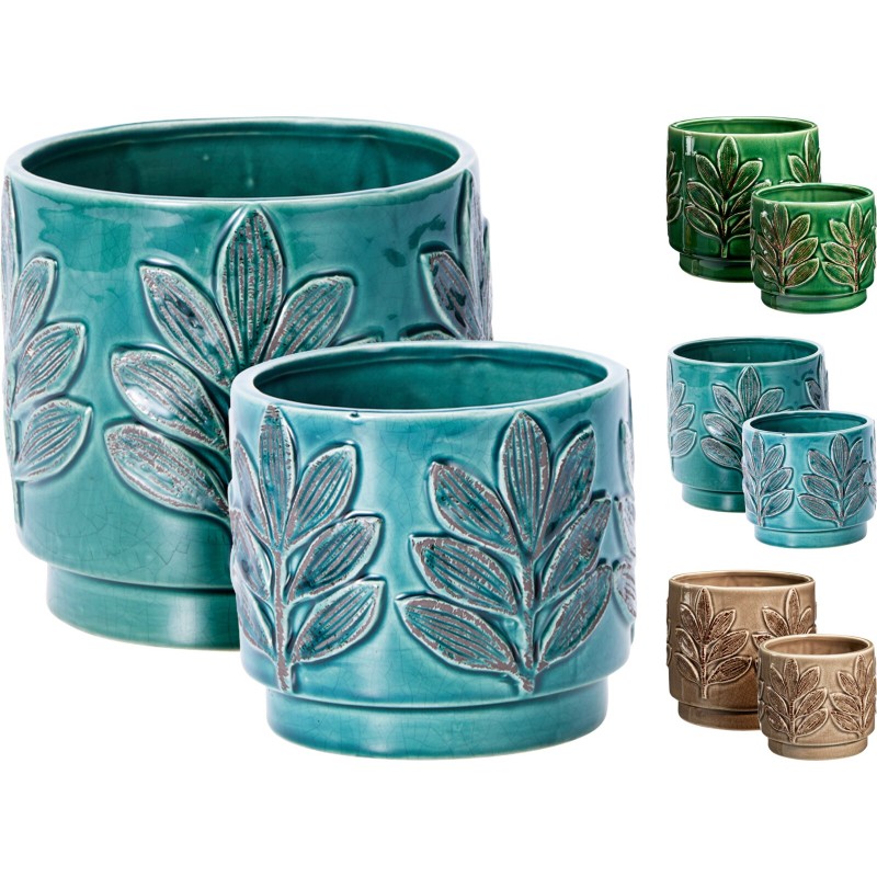 C.POT DECO FEUILLE SET 2P les 3 LOTS