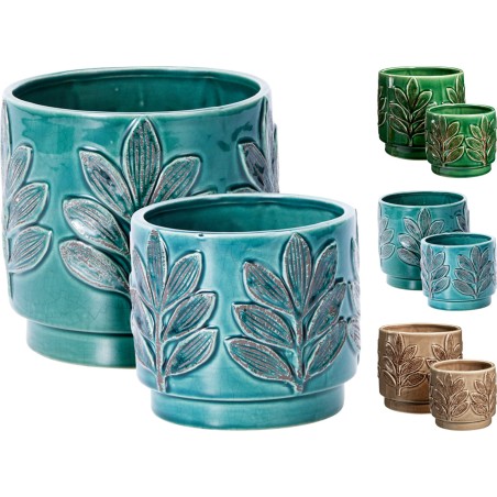 C.POT DECO FEUILLE SET 2P les 3 LOTS