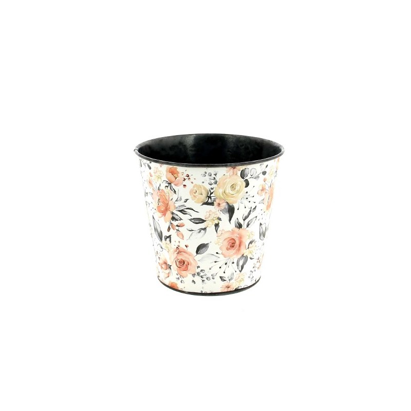 ZINC-POT 011.5 H10.5CM Fleur pétale noir les 6P