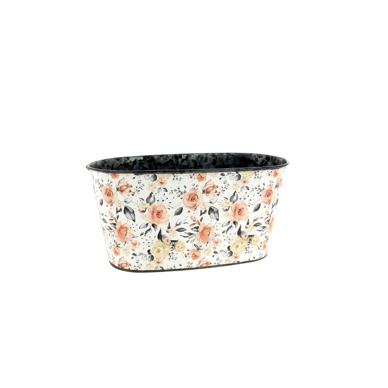 ZINC-JARD.25X12.5 H12.5CM Fleur pétale noir les 6P
