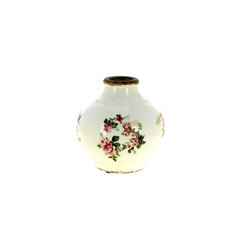 VASE BOULE ROSE ANCIENNE 016.5 H17CM les 2P