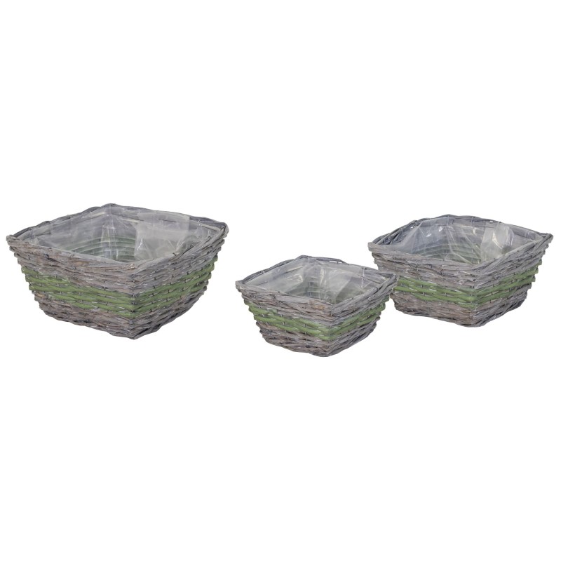 COUPE OSIER GRIS RAYE VERT SET 3P