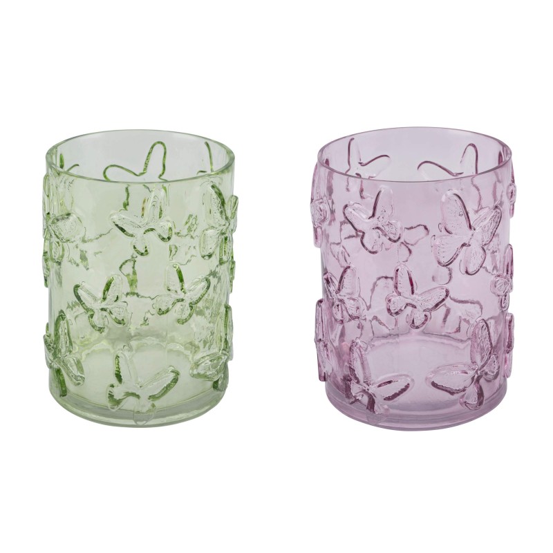 LANTERNE VERRE PAPILLON O15CM H20CM /4P