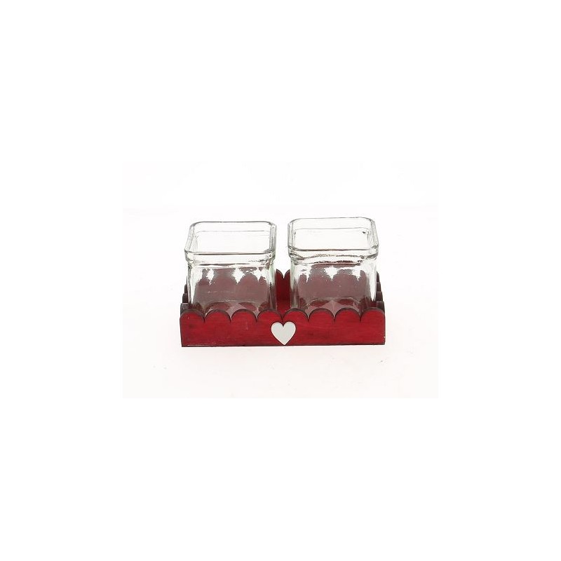 VERRE/2 + BOIS avec COEUR 17X9 H08CM à la pièce