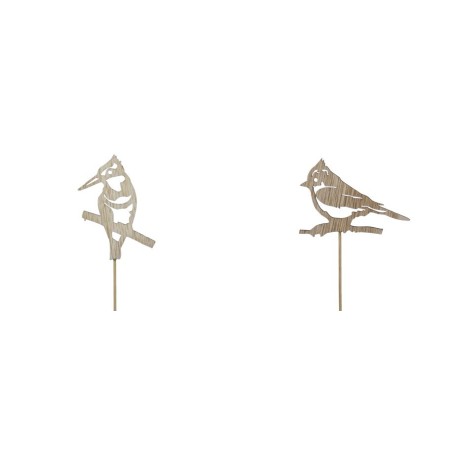 OISEAU BOIS NATURE 8.5CM les 12 PIQUES