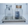 VERRE BOUTEILLE/2 + cadre bois 21X12CM