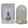 VERRE CLOCHE SUR PLATEAU BOIS Diam.15 H20CM/1P