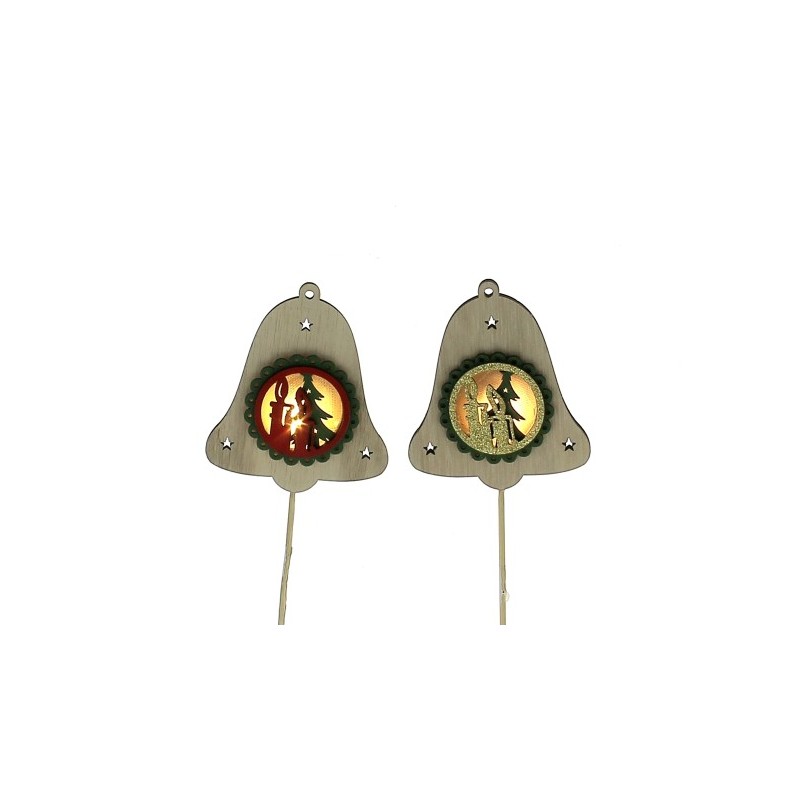 CLOCHE BOIS LUMINEUX BOUGIE SUR PIQUE les 6P