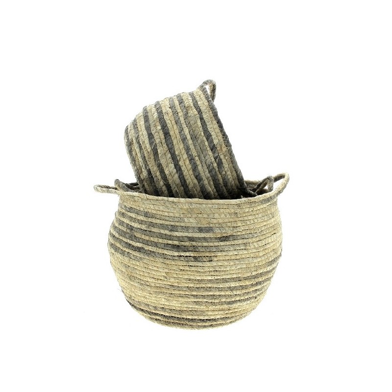 C.POT TRESSE BICOLORE H19 à H25CM SET 3P