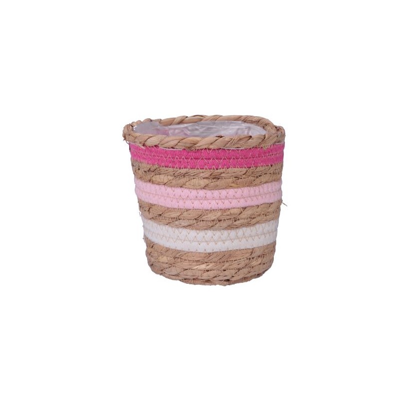 C.POT CORDE RAYE ROSE 014.5 H13CM à la pièce