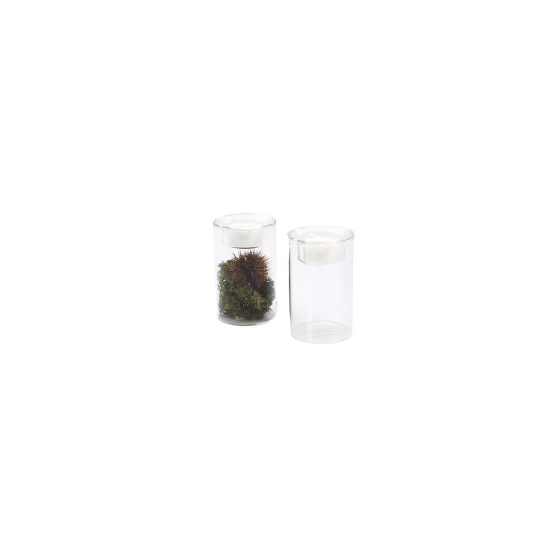 VERRE VASE+PORTE BOUGIE 06.5 H10.5CM les 6P