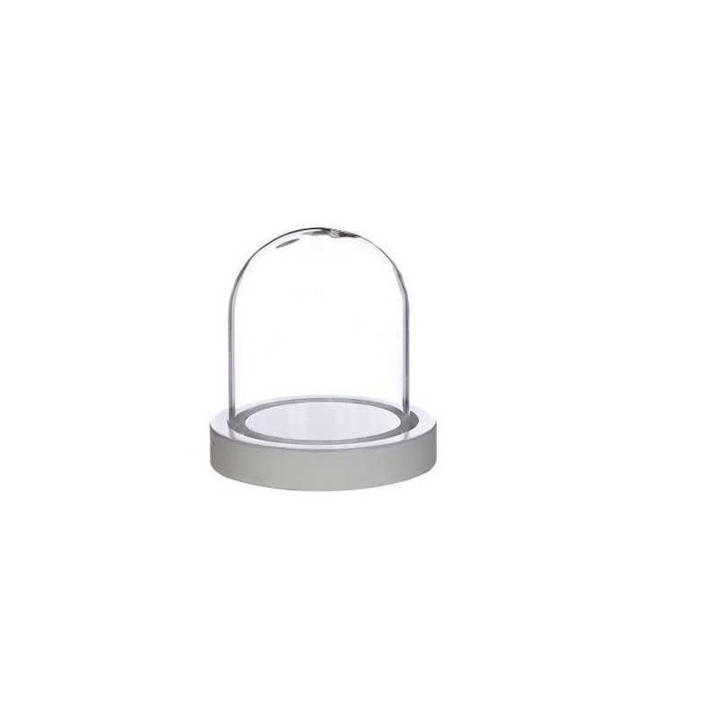 VERRE CLOCHE SUR PLATEAU BLANC Diam.10 H10CM/1P