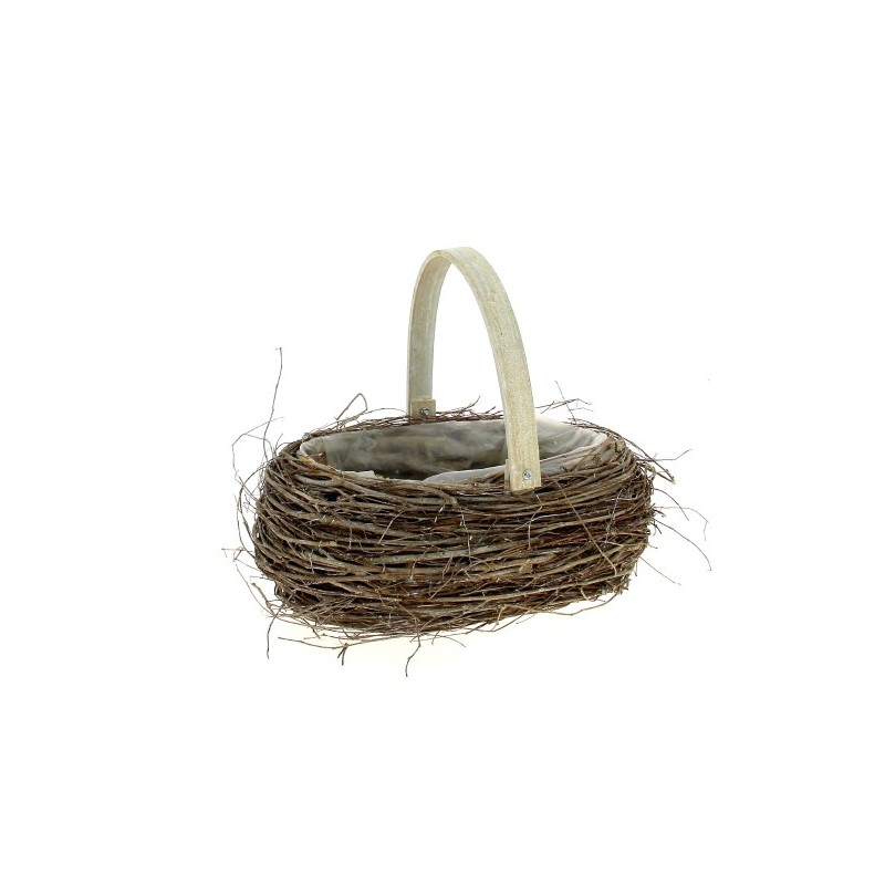 CORBEILLE OSIER OVAL ANSE BOIS 30X20CM 