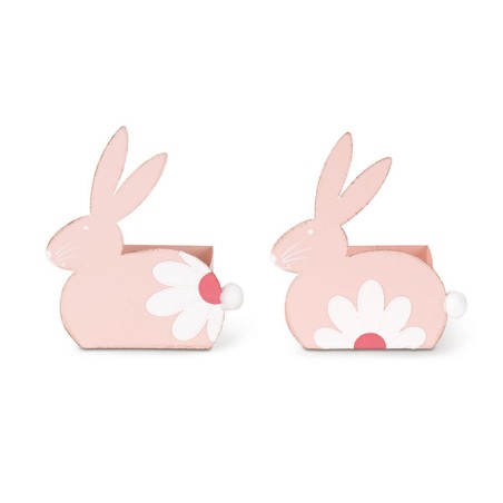JARDINIERE LAPIN ROSE 15x7.5 H17.5CM les 2P