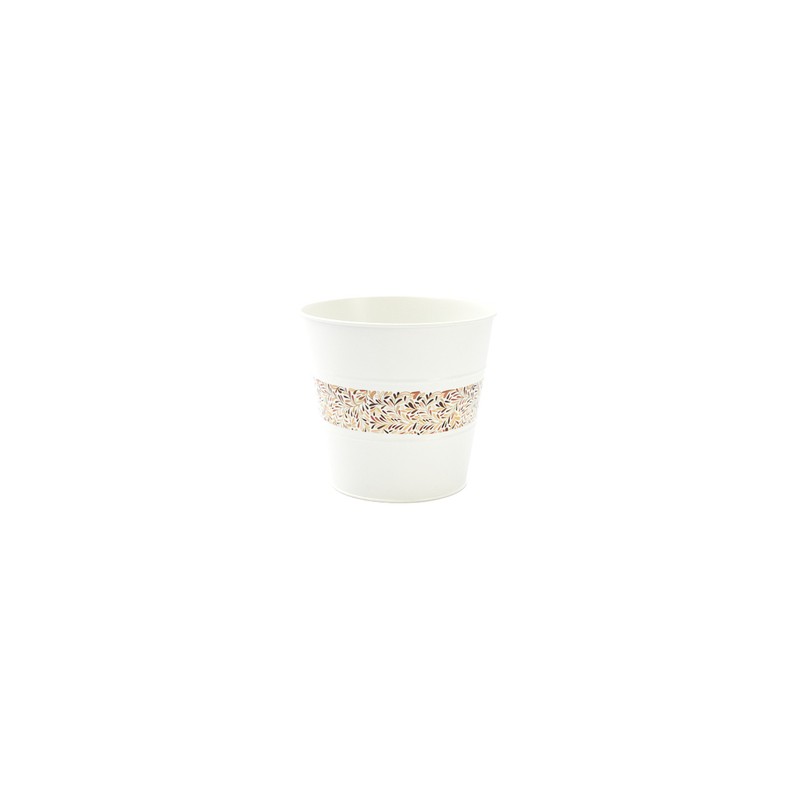 ZINC-POT BLANC BANDE FEUILLAGE 018 H16.5CM pièce