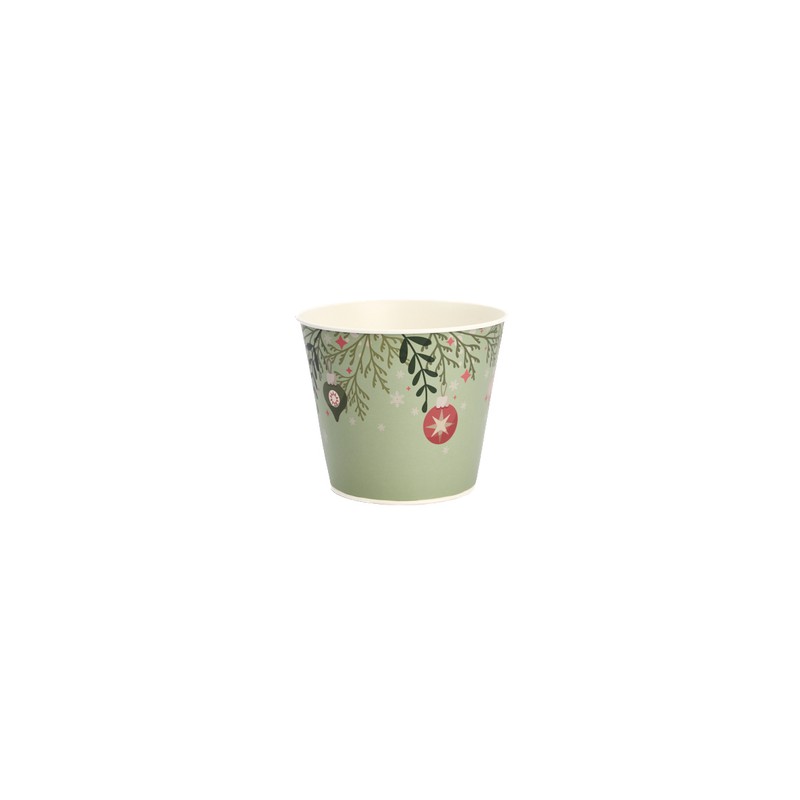 ZINC-POT VERT BOULES NOEL 015 H13.5CM les 10P