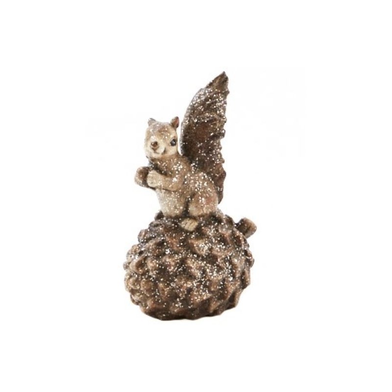 ECUREUIL SUR POMME DE PIN H18.5CM les 4P