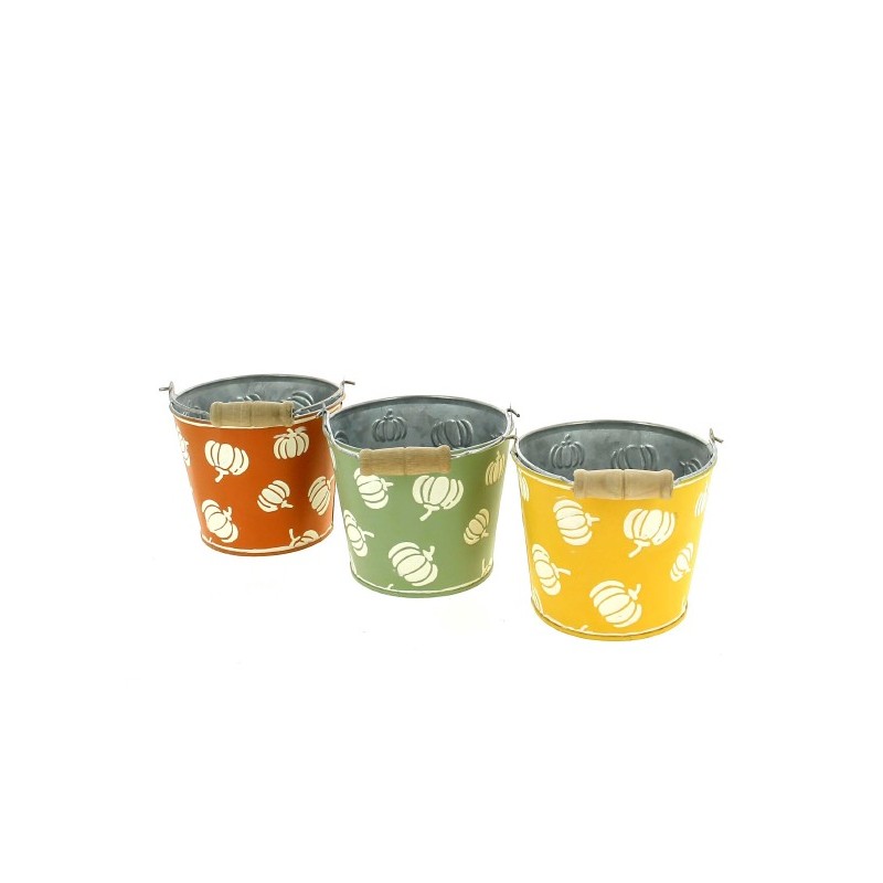 ZINC-SEAU CITROUILLE 011.5 H9.5CM les 6P