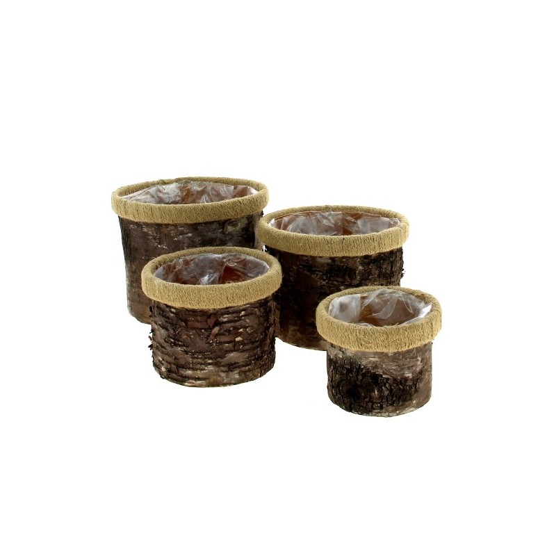 C.POT ECORCE +REBORD CORDE SET 4P