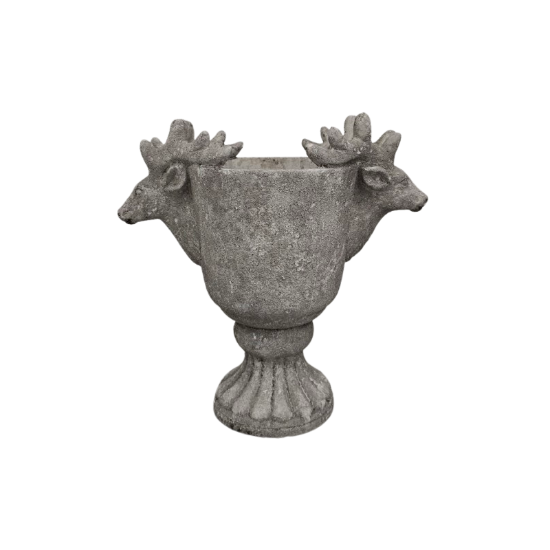 VASE CIMENT + CERF 31.5x17 H30CM à la pièce