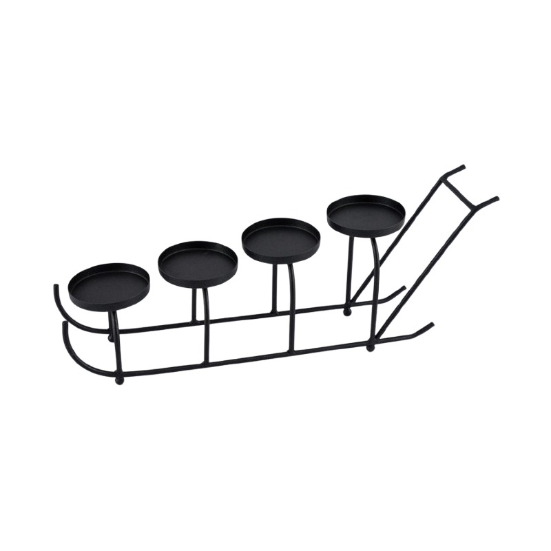 BOUGEOIR TRAINEAU METAL NOIR 52CM pièce