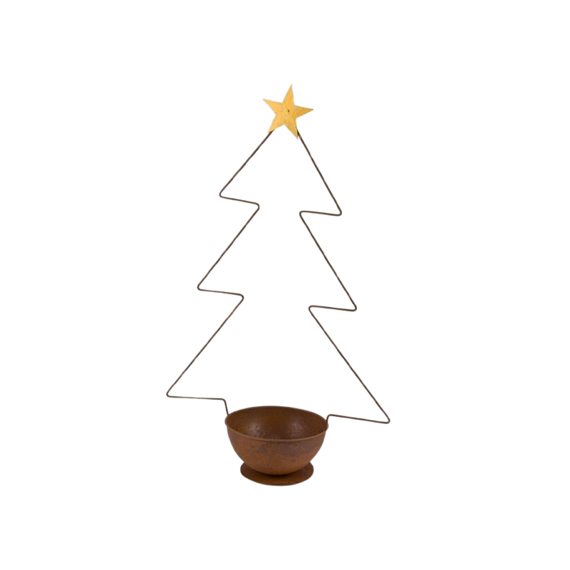 COUPE ET SAPIN ROUILLE 36x16 H59CM à la pièce