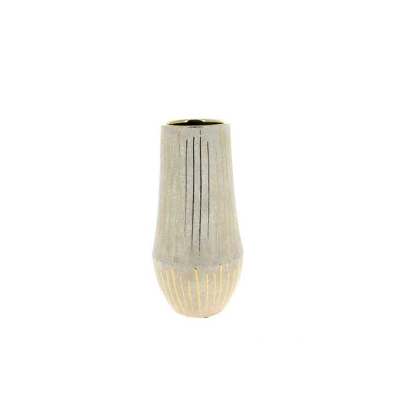 VASE BEIGE COTELE OR 013 H27.5CM à la pièce