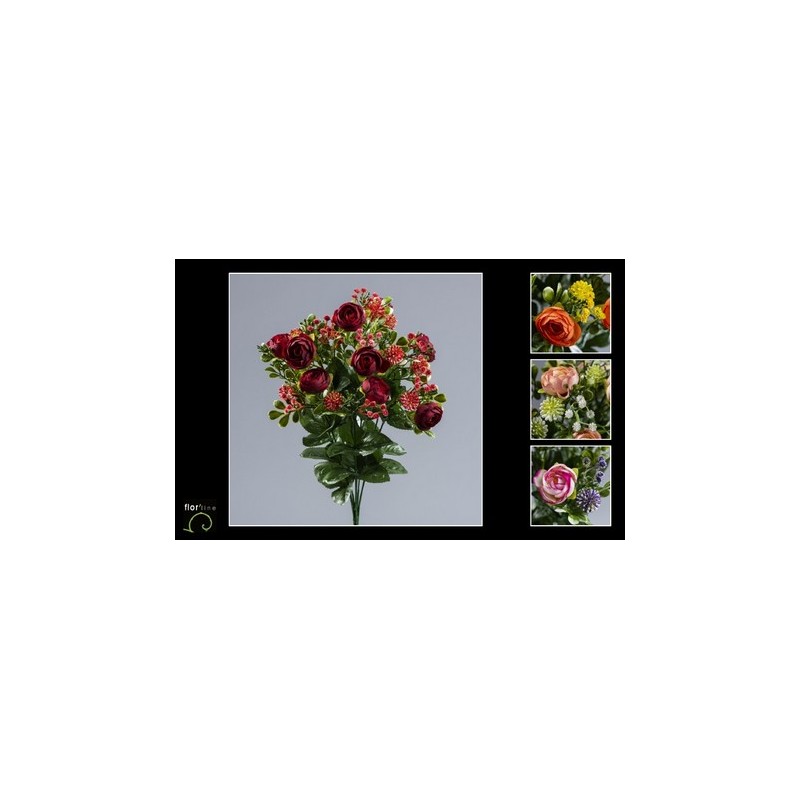BOUQUET RENONCULE FLEURETTE 10 tiges H43CM les 12P