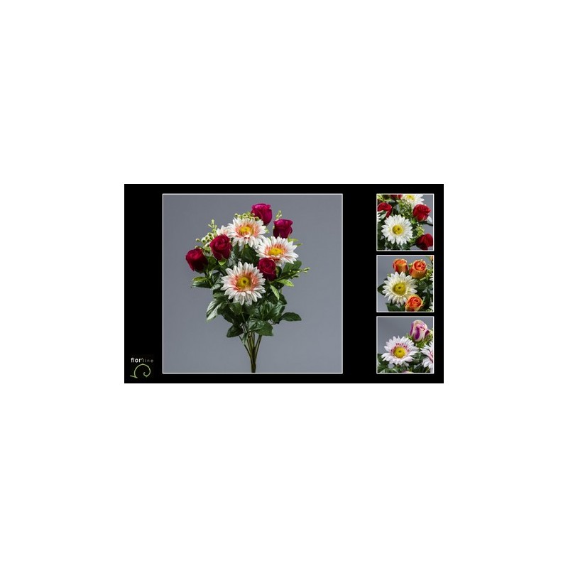 BOUQUET ROSE GERBERA 10 tiges H44CM les 24P