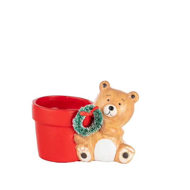 C.POT ROUGE OURS ASSIS 12.5CM H09CM les 8P