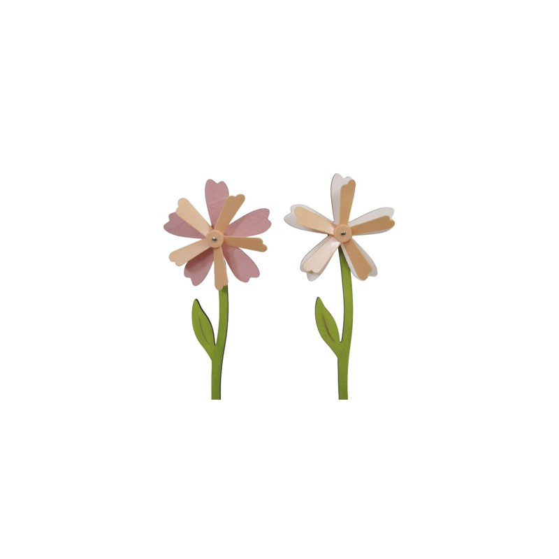 MOULIN A VENT FLEUR BOIS H37.5 O13CM /8P