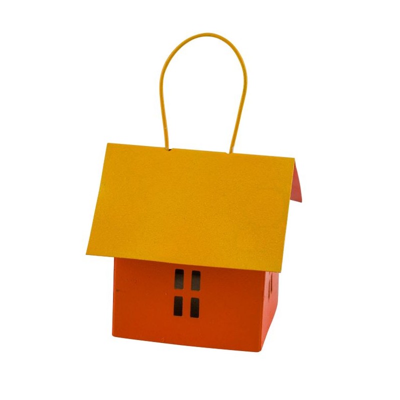 MAISON METAL JAUNE/ORANGE 10x9.5x9.5CM /1P