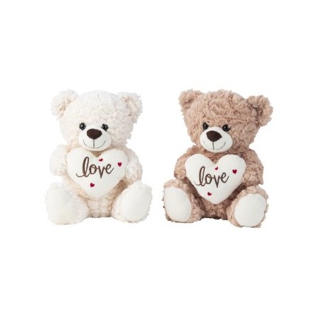 OURS ASSIS AVEC COEUR "love" H25CM Ass.2P