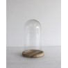 VERRE CLOCHE SUR PLATEAU BOIS Diam.13 H19CM/1P