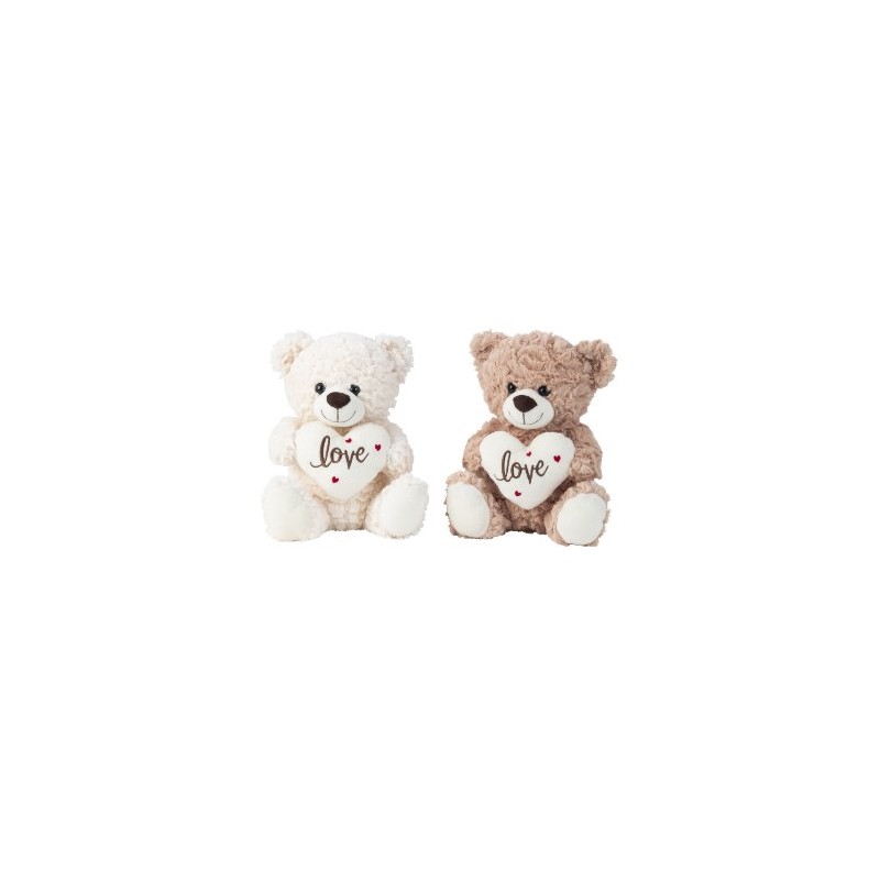 OURS ASSIS AVEC COEUR "love" H25CM Ass.2P