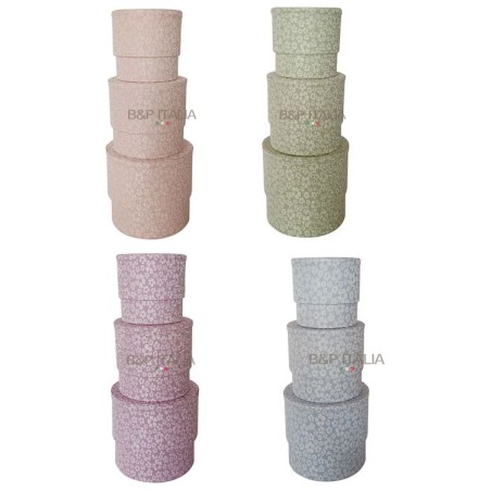 BOITE A CHAPEAU RONDE FLEUR H12 à 16CM set 3P