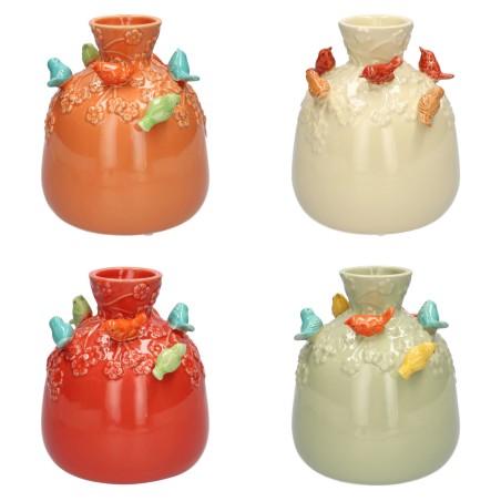 VASE BOUTEILLE OISEAU Ø14 H16 ASS. /4P