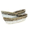 JARDINIERE OSIER BARQUE GRIS/BLANC L42 à 58 SET 3 