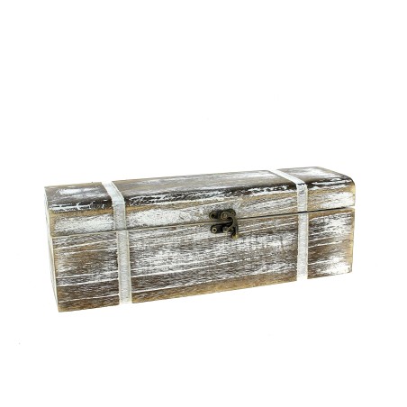 COFFRE BOIS GRIS BLANCHI 32x9x7.5 /1P